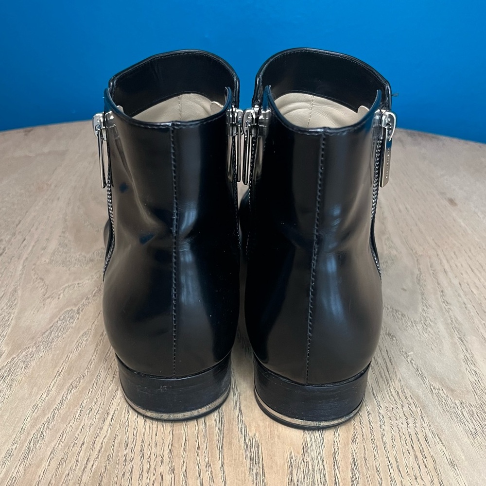 Michael Kors Black Patent Leather Moto Ankle Side Zip Boots Women’s 39.5 US 9 - Picture 3 of 11